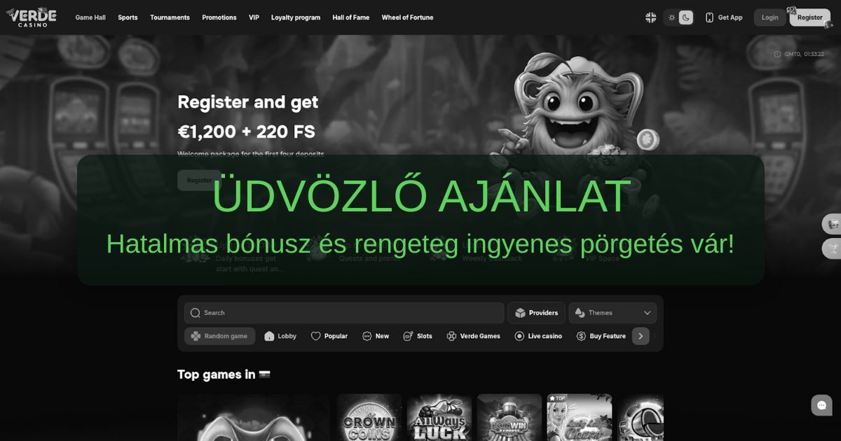 Verde Casino online kaszinó és üdvözlő bónusz